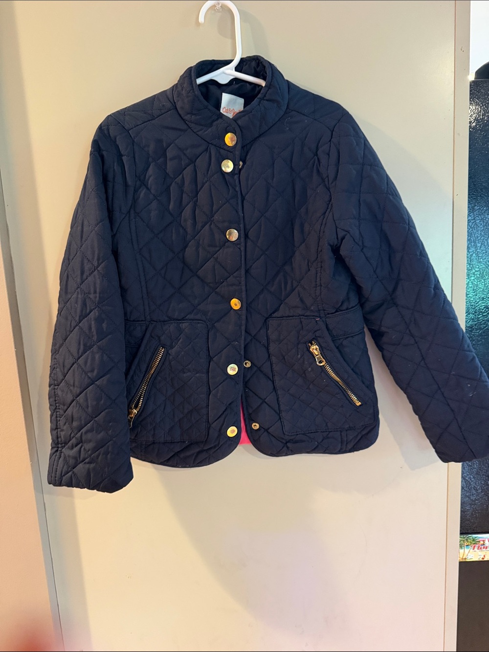 Cat & Jack Navy Quilted Jacket with Gold Hardware